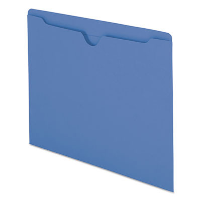 Colored File Jackets With Reinforced Double-Ply Tab, Straight Tab, Letter Size, Blue, 100/Box