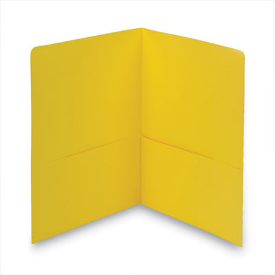Two-Pocket Folders, Accommodates (100) 11 x 8.5 Sheets, Yellow, 25/Box