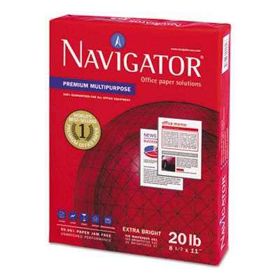 Premium Multipurpose Copy Paper, 97 Bright, 20Lb Bond Weight, 8.5 x 11, White, 500/Ream, 10 Reams/Carton, 40 Cartons/Pallet