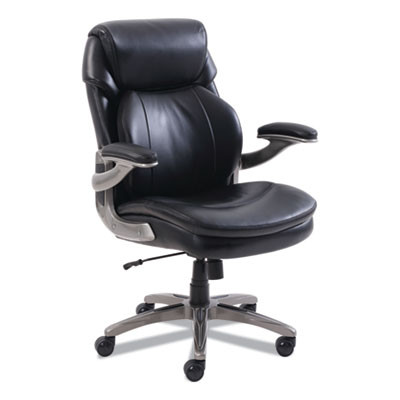 Cosset Mid-Back Executive Chair, Supports Up To 275 Lb, 18.5" To 21.5" Seat Height, Black Seat/Back, Slate Base