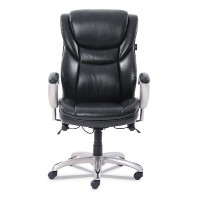 Emerson Executive Task Chair, Supports Up To 300 Lb, 19" To 22" Seat Height, Black Seat/Back, Silver Base