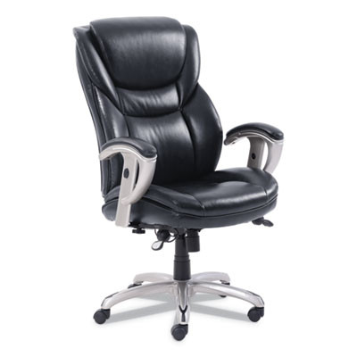 Emerson Executive Task Chair, Supports Up To 300 Lb, 19" To 22" Seat Height, Black Seat/Back, Silver Base