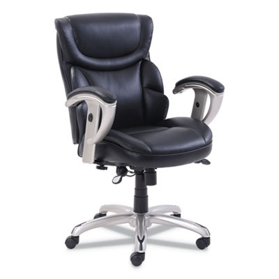 Emerson Task Chair, Supports Up To 300 Lb, 18.75" To 21.75" Seat Height, Black Seat/Back, Silver Base