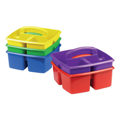 Small Art Caddies, 3 Sections, 9.25" X 9.25" X 5.25", Assorted Colors, 5/Pack