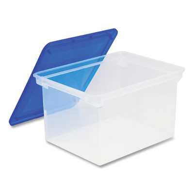 Tote With Comfort Edges, Letter/Legal Files, 13.9" x 18.3" x 10.6", Blue/Clear, 4/Carton