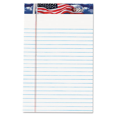 American Pride Writing Pad, Red/White/Blue Headband, Narrow Rule, (50) White 5 x 8 Sheets, 12/Pack