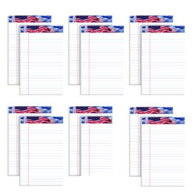 American Pride Writing Pad, Red/White/Blue Headband, Narrow Rule, (50) White 5 x 8 Sheets, 12/Pack