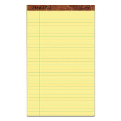 "The Legal Pad" Plus Ruled Perforated Pads With 40 Pt. Chipboard Back, Wide/Legal Rule, (50) Canary 8.5 x 14 Sheets, Dozen