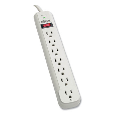 Protect It! Surge Suppressor, 7 Ac Outlets, 6 Ft Cord, 1,080 J, Light Gray