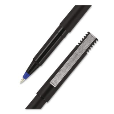 Rollerball Pen, Stick, Micro 0.5 Mm, Blue Ink, Black/Blue Barrel, 72/Pack