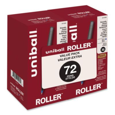 Rollerball Pen, Stick, Micro 0.5 Mm, Blue Ink, Black/Blue Barrel, 72/Pack