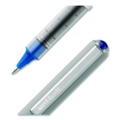 Vision Rollerball Pen, Stick, Fine 0.7 Mm, Blue Ink, Silver/Blue/Clear Barrel, Dozen