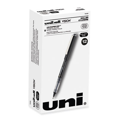 Vision Rollerball Pen, Stick, Bold 1 Mm, Black Ink, Gray/Black/Clear Barrel, Dozen