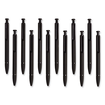 Monterey Soft Touch Ballpoint Pen, Retractable, Medium 1 Mm, Black Ink, Midnight Barrel, 12/Pack