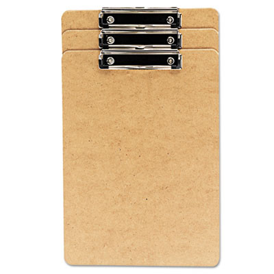Hardboard Clipboard With Low-Profile Clip, 0.5" Clip Capacity, Holds 8.5 x 14 Sheets, Brown, 3/Pack