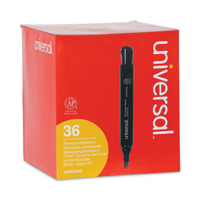 Chisel Tip Permanent Marker Value Pack, Broad Chisel Tip, Black, 36/Pack