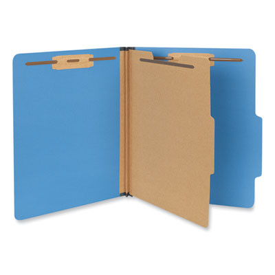 Pressboard Classification Folders, 2/5-Cut Tab, Expands 2", 1 Divider, 4 Fasteners, Letter Size, Cobalt Blue, 10/Box