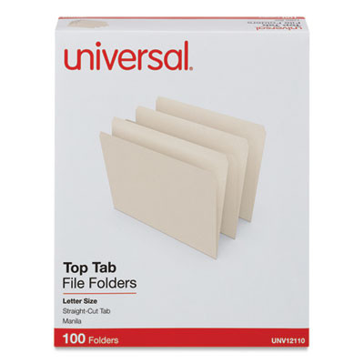 Top Tab File Folders, Straight Tabs, Letter Size, 0.75" Expansion, Manila, 100/Box