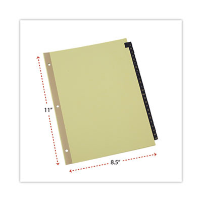 Deluxe Preprinted Simulated Leather Tab Dividers With Gold Printing, 25-Tab, A To Z, 11 X 8.5, Buff, 1 Set