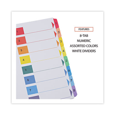 Deluxe Table Of Contents Dividers For Printers, 8-Tab, 1 To 8; Table Of Contents, 11 X 8.5, White, 6 Sets