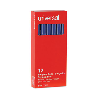 Ballpoint Pen, Stick, Medium 1 Mm, Blue Ink, Gray/Blue Barrel, Dozen