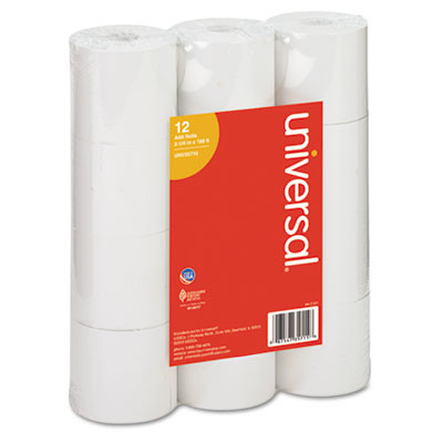 Impact And Inkjet Print Bond Paper Rolls, 0.5" Core, 2.25" X 150 Ft, White, 12/Pack