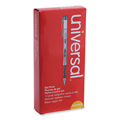 Gel Pen, Stick, Medium 0.7 Mm, Black Ink, Silver/Black Barrel, Dozen