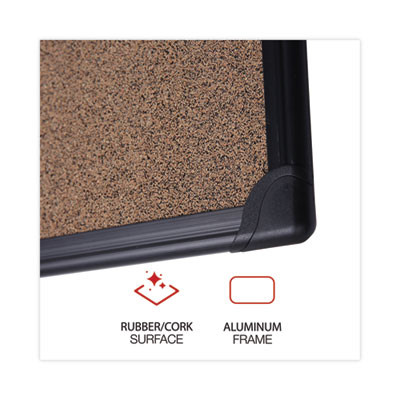 Tech Cork Board, 35.43" x 23.62", Brown Surface, Black Plastic Frame