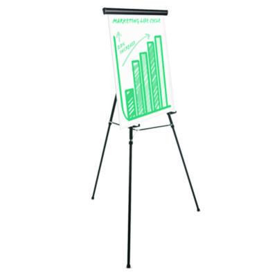Heavy-Duty Adjustable Presentation Easel, 69" Tall, Metal, Black, Supports Up To 45 Lb