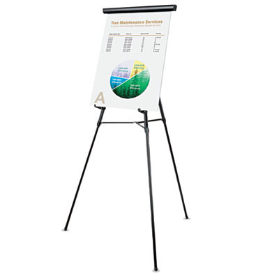 3-Leg Telescoping Easel With Pad Retainer, 34" To 64" Tall, Metal, Black, Supports Up To 25 Lb