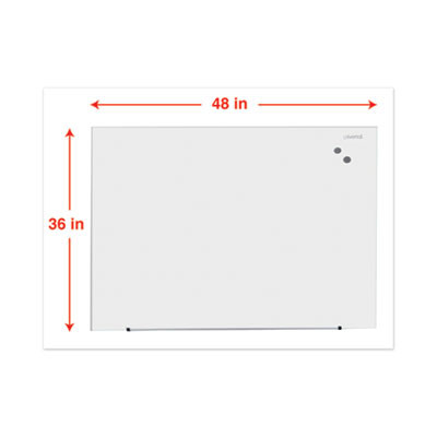 Frameless Magnetic Glass Marker Board, 48" x 36", White Surface