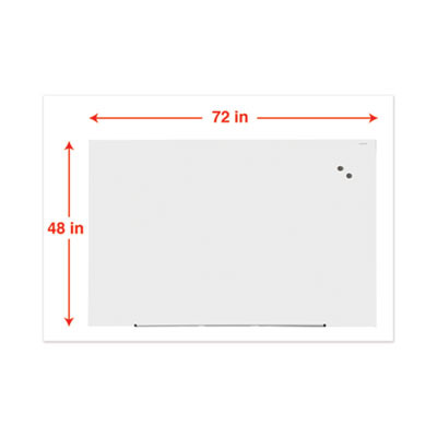 Frameless Magnetic Glass Marker Board, 72" x 48", White Surface