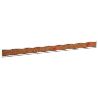 Cork Bulletin Bar, 1" x 48", Brown/Silver
