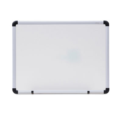 Modern Melamine Dry Erase Board With Aluminum Frame, 24" x 18", White Surface, Satin Aluminum Frame