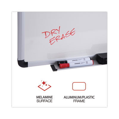 Modern Melamine Dry Erase Board With Aluminum Frame, 24" x 18", White Surface, Satin Aluminum Frame