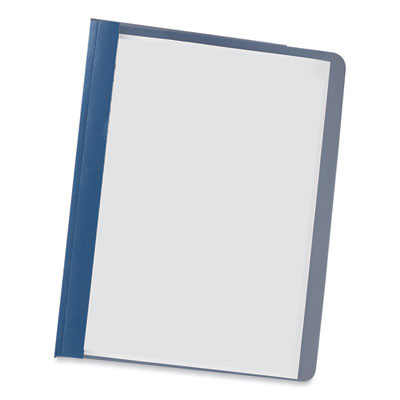 Clear Front Report Covers With Fasteners, Three-Prong Fastener, 0.5" Capacity, 8.5 x 11, Clear/Dark Blue, 25/Box