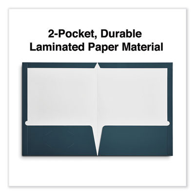 Laminated Two-Pocket Folder, Accommodates (100) 11 x 8.5 Sheets, Navy, 25/Box