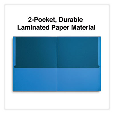 Two-Pocket Portfolios With Textured Covers, Accommodates 11 x 8.5 Sheets, Light Blue, 25/Box