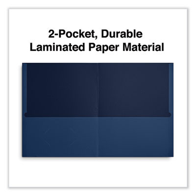 Two-Pocket Portfolios With Textured Covers, Accommodates 11 x 8.5 Sheets, Dark Blue, 25/Box