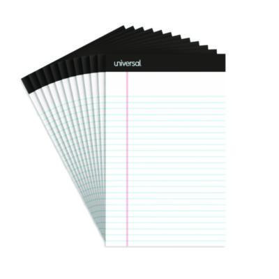 Premium Ruled Writing Pads With Heavy-Duty Back, Black Headband, Narrow Rule, (50) White 5 x 8 Sheets, 12/Pack