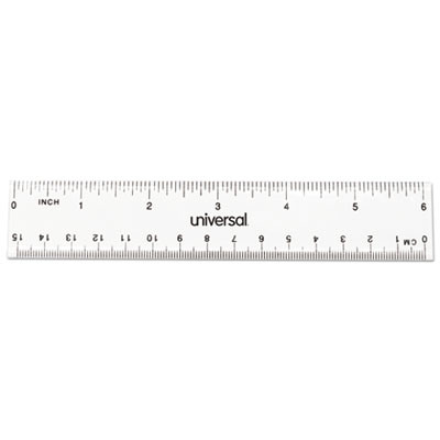 Clear Plastic Ruler, Standard/Metric, 6" Long, Clear, 2/Pack