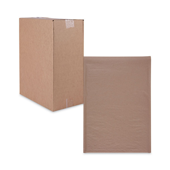Natural Self-Seal Cushioned Mailer, #5, Barrier Bubble Air Cell Cushion, Self-Adhesive Closure, 10.5 x 16, Kraft, 80/Carton