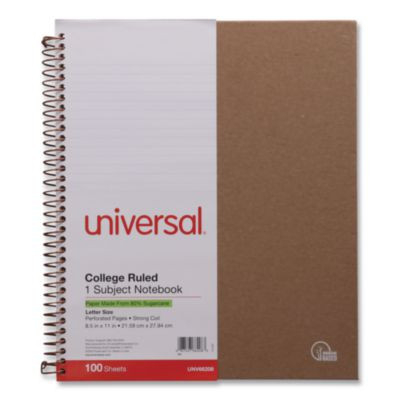 Deluxe Sugarcane Based Notebooks, 1-Subject, Medium/College Rule, Brown Kraft Cover, (100) 11 x 8.5 Sheets