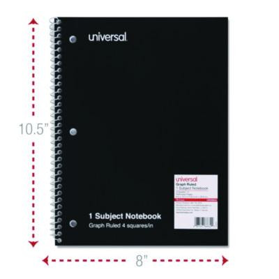 Wirebound Notebook, 1-Subject, Quadrille Rule (4 Sq/In), Assorted Cover Colors, (70) 10.5 x 8 Sheets, 4/Pack
