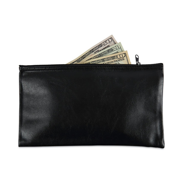 Zippered Wallets/Cases, Leatherette Pu, Toothed Zipper Closure, 11" x 6", Black, 2/Pack