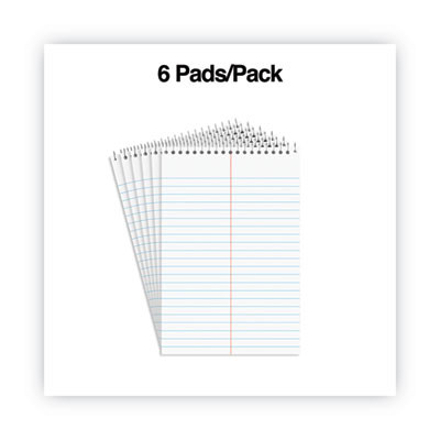 Steno Pads, Red Cover, Gregg Rule, (80) White 6 x 9 Sheets, 6/Pack