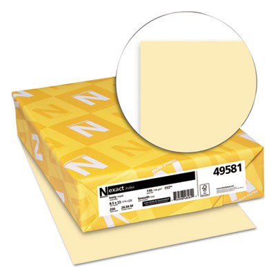 Exact Index Card Stock, 110 Lb Index Weight, 8.5 x 11, Ivory, 250/Pack