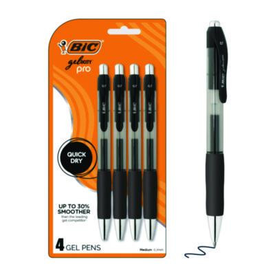 Gel-Ocity Pro Gel Pen, Retractable, Medium 0.7 Mm, Black Ink, Translucent Black/Black Barrel, 4/Pack
