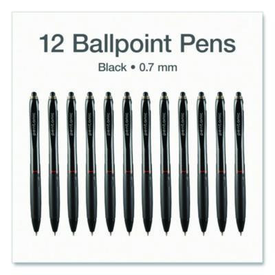 Pentonic Ballpoint Pen, Retractable, Fine 0.7 Mm, Black Ink, Black Barrel, 12/Pack