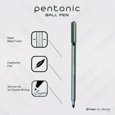 Pentonic Ballpoint Pen, Stick, Medium 1 Mm, Black Ink, Charcoal Gray Barrel, 25/Pack